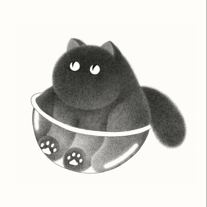 10 nuevas ilustraciones de Kamwei Fong con gatos mullidos y gruñones 10 nuevas ilustraciones de Kamwei Fong con gatos mullidos y gruñones