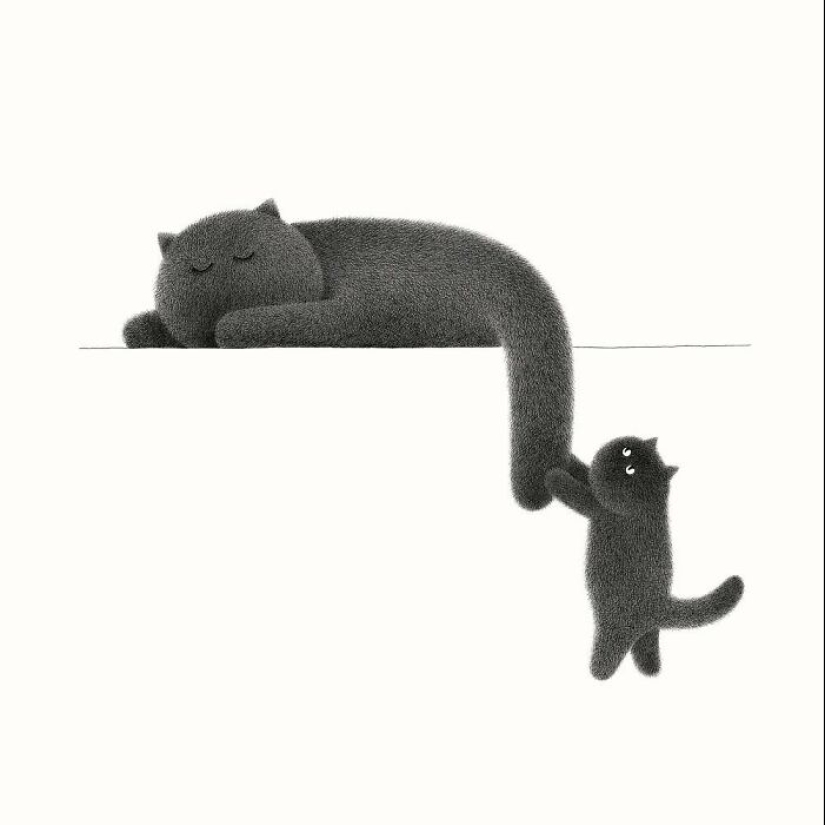 10 nuevas ilustraciones de Kamwei Fong con gatos mullidos y gruñones 10 nuevas ilustraciones de Kamwei Fong con gatos mullidos y gruñones