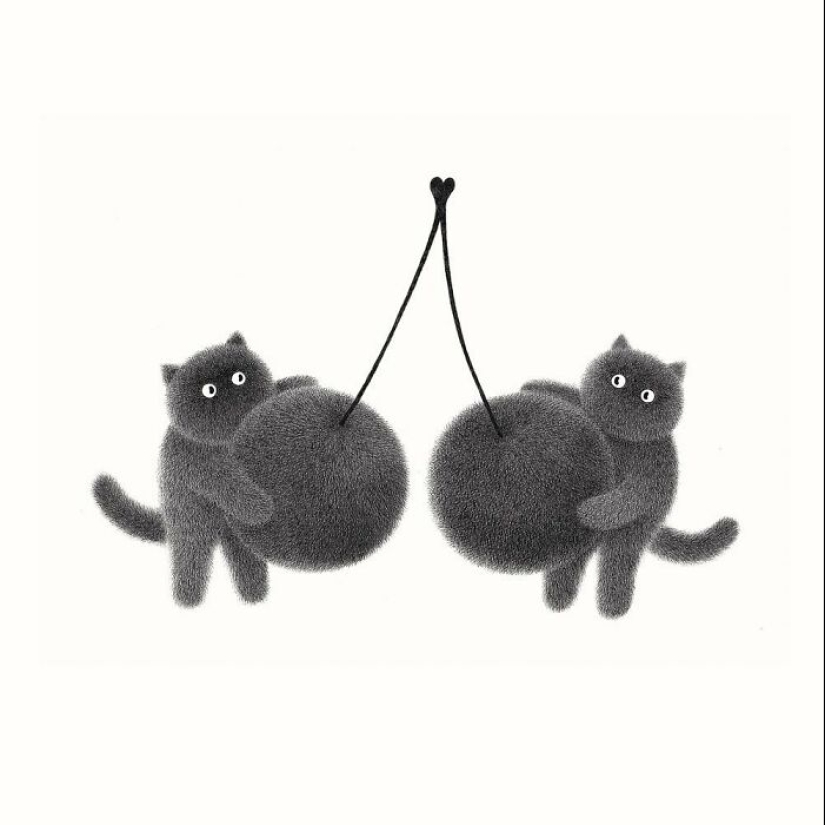 10 nuevas ilustraciones de Kamwei Fong con gatos mullidos y gruñones 10 nuevas ilustraciones de Kamwei Fong con gatos mullidos y gruñones