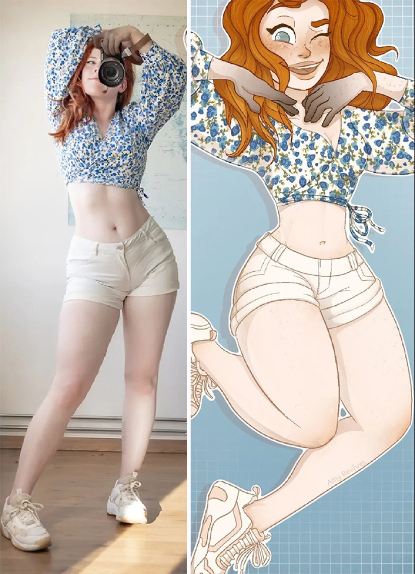 10 personajes de dibujos animados concretos recreados a partir de imágenes que esta artista tomó de sí misma 10 personajes de dibujos animados concretos recreados a partir de imágenes que esta artista tomó de sí misma