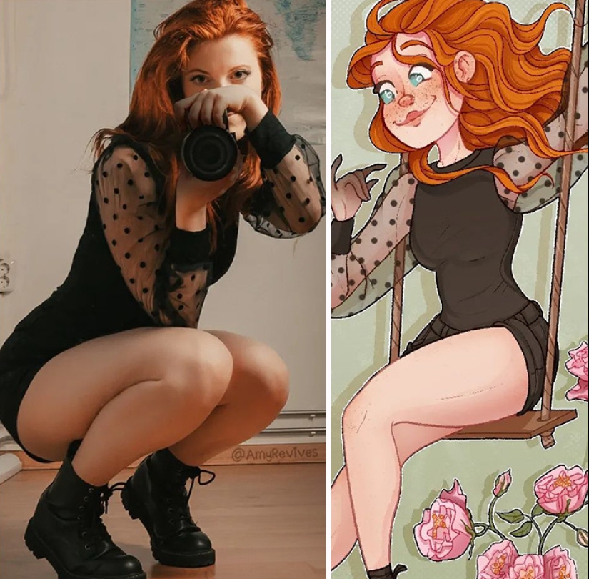 10 personajes de dibujos animados concretos recreados a partir de imágenes que esta artista tomó de sí misma 10 personajes de dibujos animados concretos recreados a partir de imágenes que esta artista tomó de sí misma