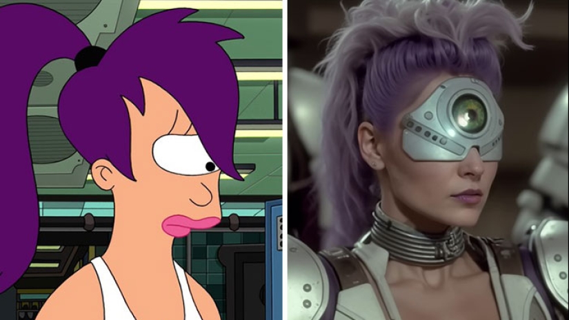 11 fotografías una al lado de la otra que muestran a los personajes de Futurama y sus versiones de películas de ciencia ficción de los 80 11 fotografías una al lado de la otra que muestran a los personajes de Futurama y sus versiones de películas de ciencia ficción de los 80