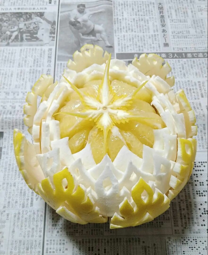 13 obras de arte delicadas e intrincadas talladas en verduras y frutas por Gaku
