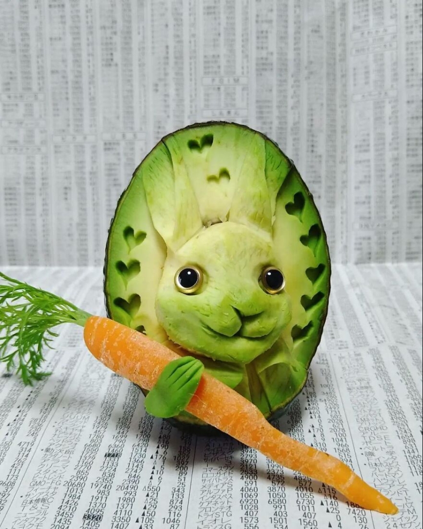 13 obras de arte delicadas e intrincadas talladas en verduras y frutas por Gaku