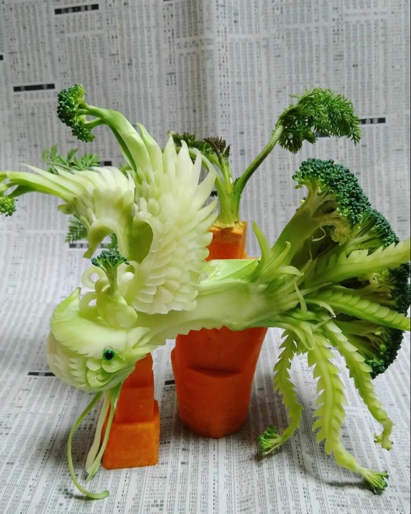 13 obras de arte delicadas e intrincadas talladas en verduras y frutas por Gaku