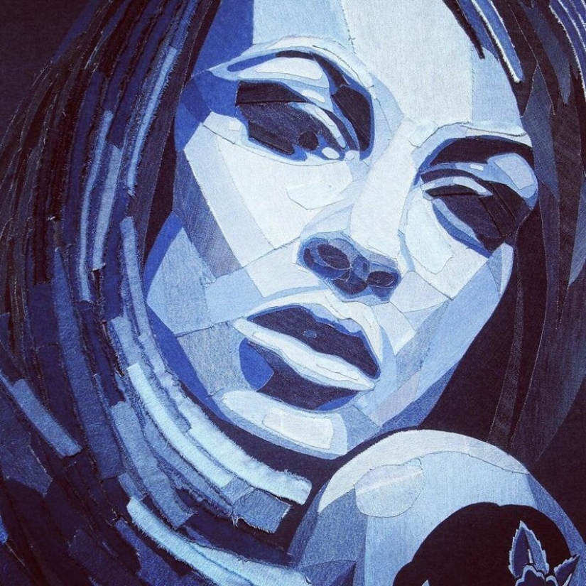 14 retratos realistas de celebridades hechos de mezclilla