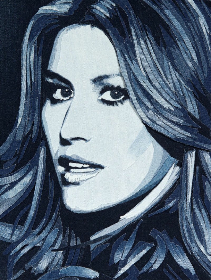 14 retratos realistas de celebridades hechos de mezclilla