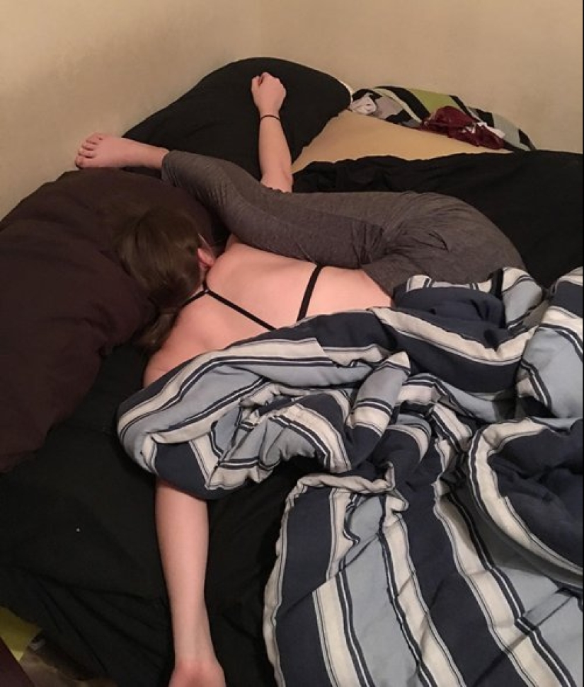 22 photos of people asleep in the most unexpected places