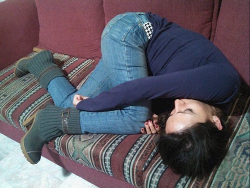 22 photos of people asleep in the most unexpected places