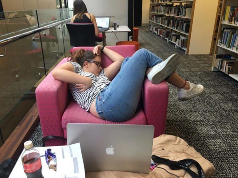 22 photos of people asleep in the most unexpected places