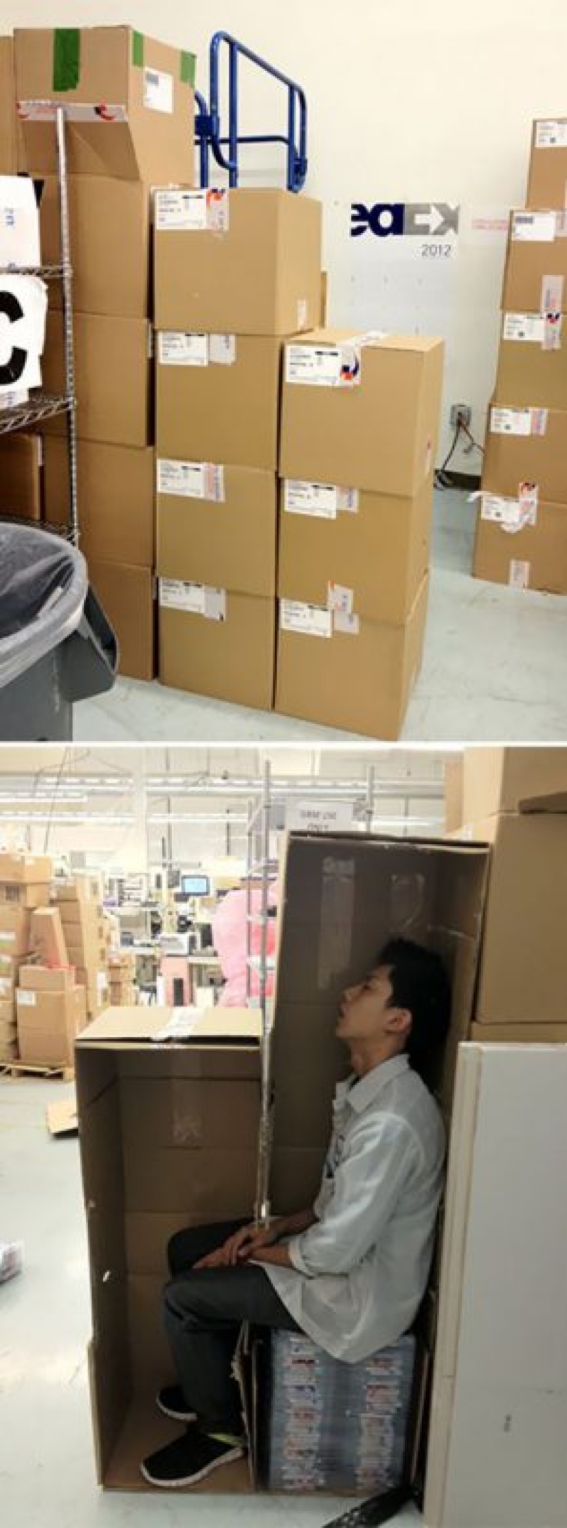22 photos of people asleep in the most unexpected places