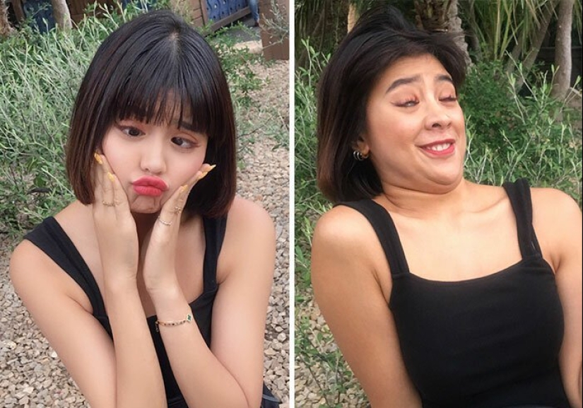 30 best collages "Instagram and reality" from a girl from Thailand 30 best collages "Instagram and reality" from a girl from Thailand