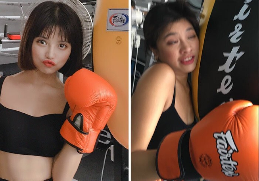 30 best collages "Instagram and reality" from a girl from Thailand 30 best collages "Instagram and reality" from a girl from Thailand