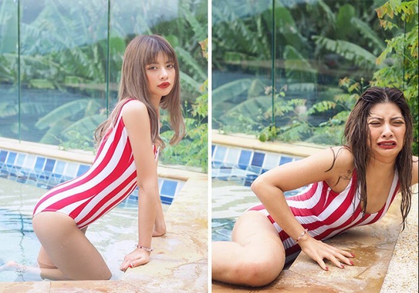 30 best collages "Instagram and reality" from a girl from Thailand 30 best collages "Instagram and reality" from a girl from Thailand