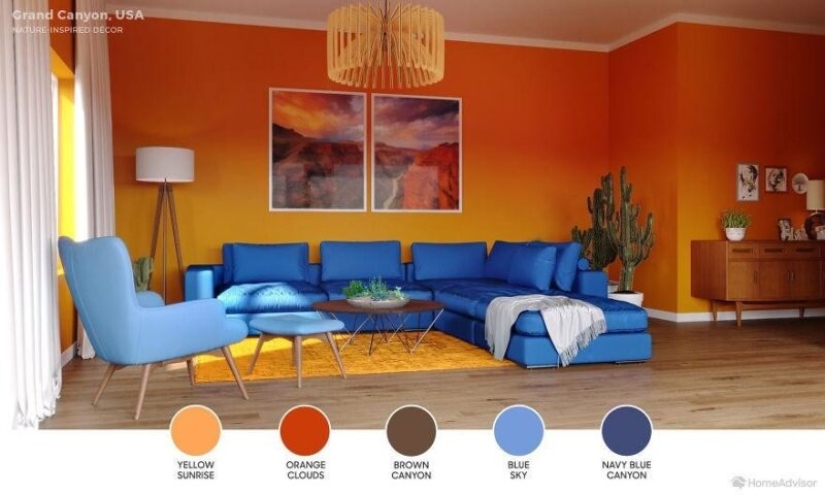 6 interior de una sala de estar, creado por los motivos de los lugares más bellos del planeta