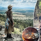 An American woman lives in a tent and eats animals that have been hit by cars. An American woman lives in a tent and eats animals that have been hit by cars.