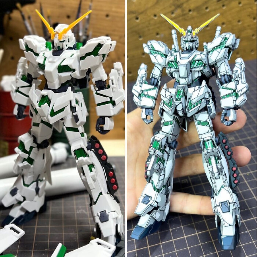 Artist Paints Over Gundam Action Figures To Make Them Look Like They’ve Stepped Straight Out Of An Anime Artist Paints Over Gundam Action Figures To Make Them Look Like They’ve Stepped Straight Out Of An Anime