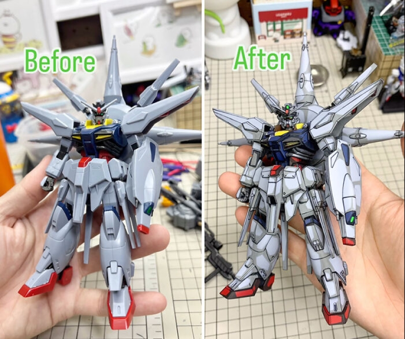 Artist Paints Over Gundam Action Figures To Make Them Look Like They’ve Stepped Straight Out Of An Anime Artist Paints Over Gundam Action Figures To Make Them Look Like They’ve Stepped Straight Out Of An Anime