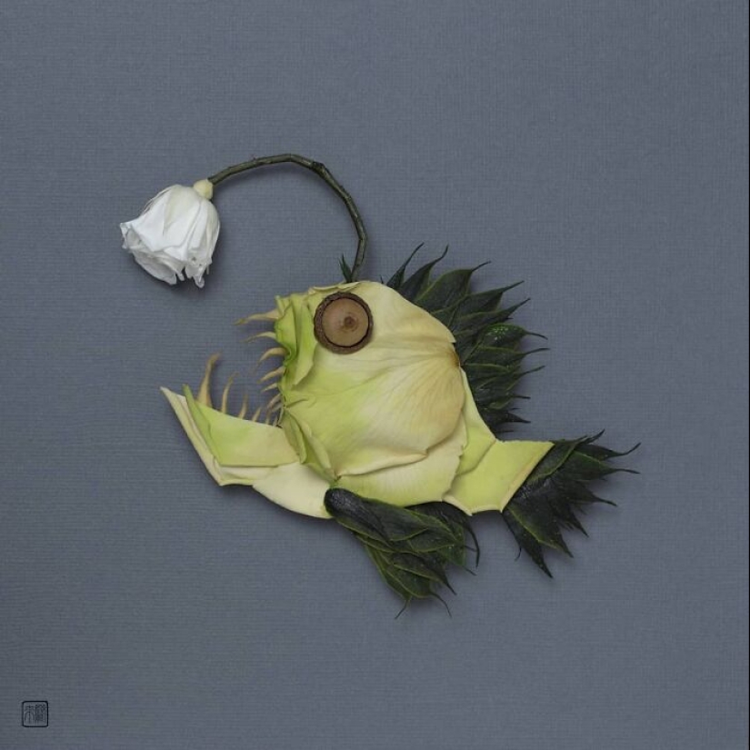 Artista crea esculturas de animales a partir de arreglos florales