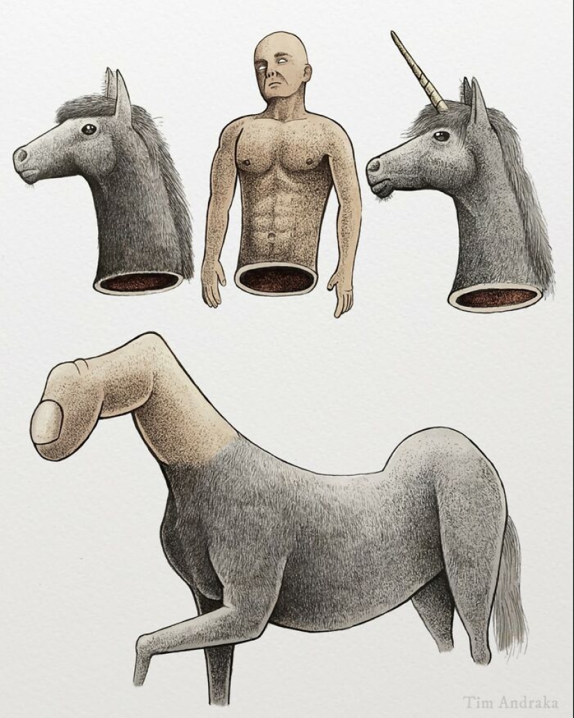Artista ilustra animales surrealistas de aspecto divertido en un tipo de estilo de enciclopedia científica