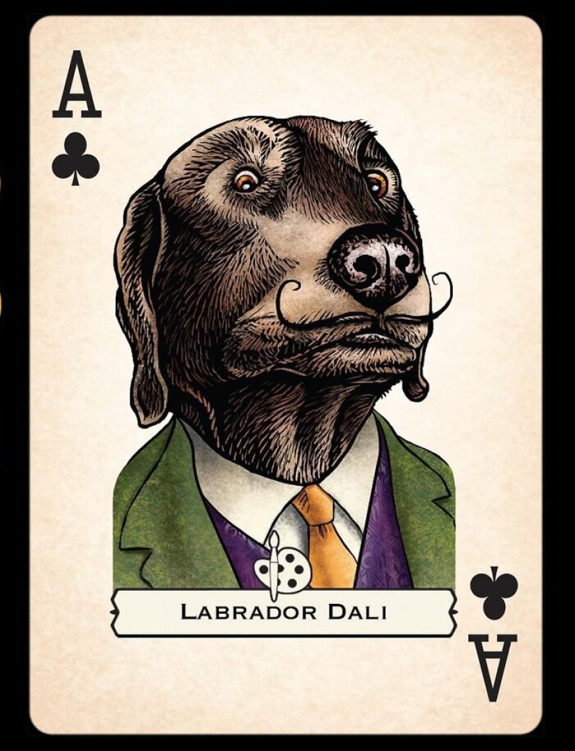 Artista ilustra barajas de cartas inspiradas en personajes famosos o que se hacen pasar por perros o gatos