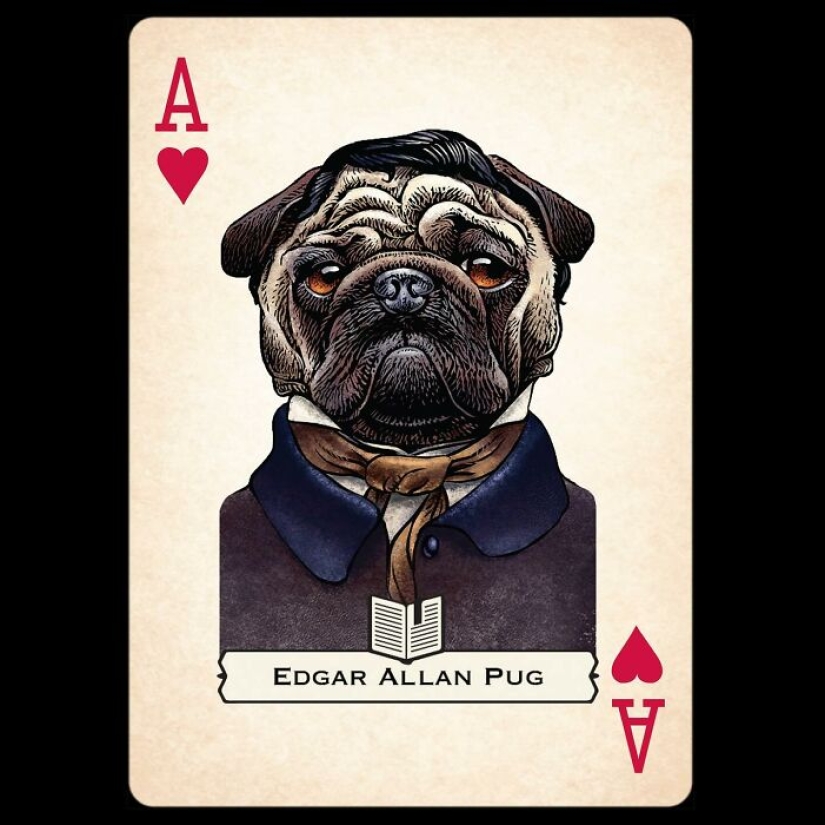 Artista ilustra barajas de cartas inspiradas en personajes famosos o que se hacen pasar por perros o gatos