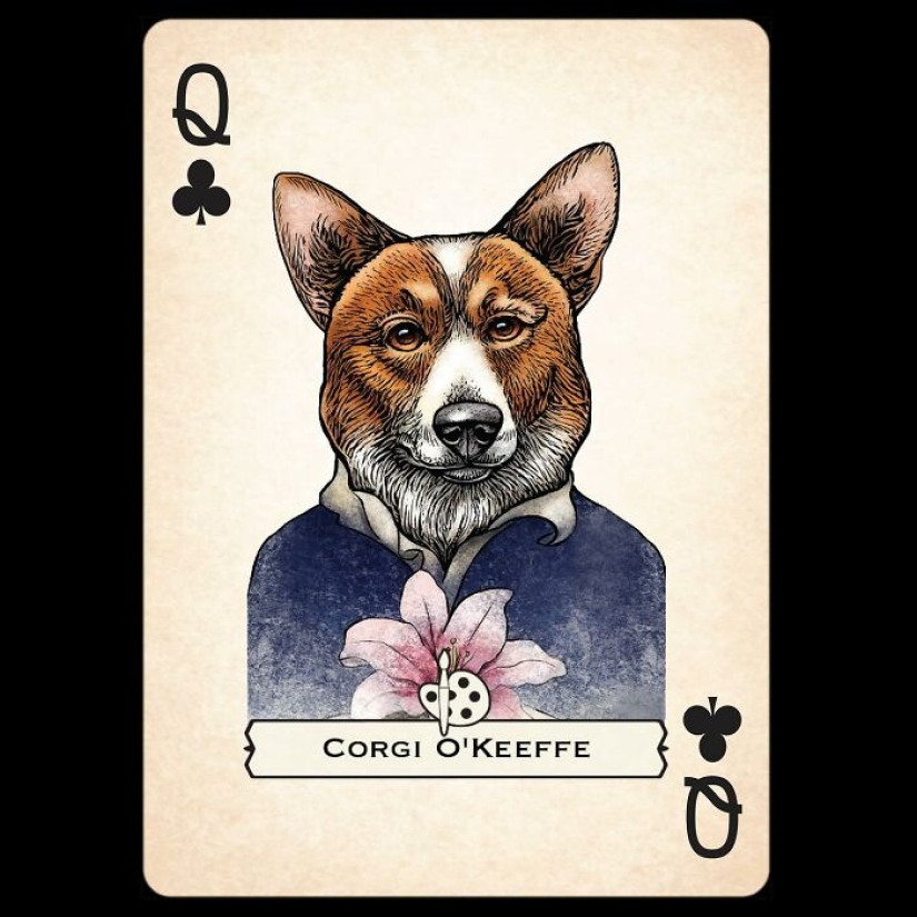 Artista ilustra barajas de cartas inspiradas en personajes famosos o que se hacen pasar por perros o gatos