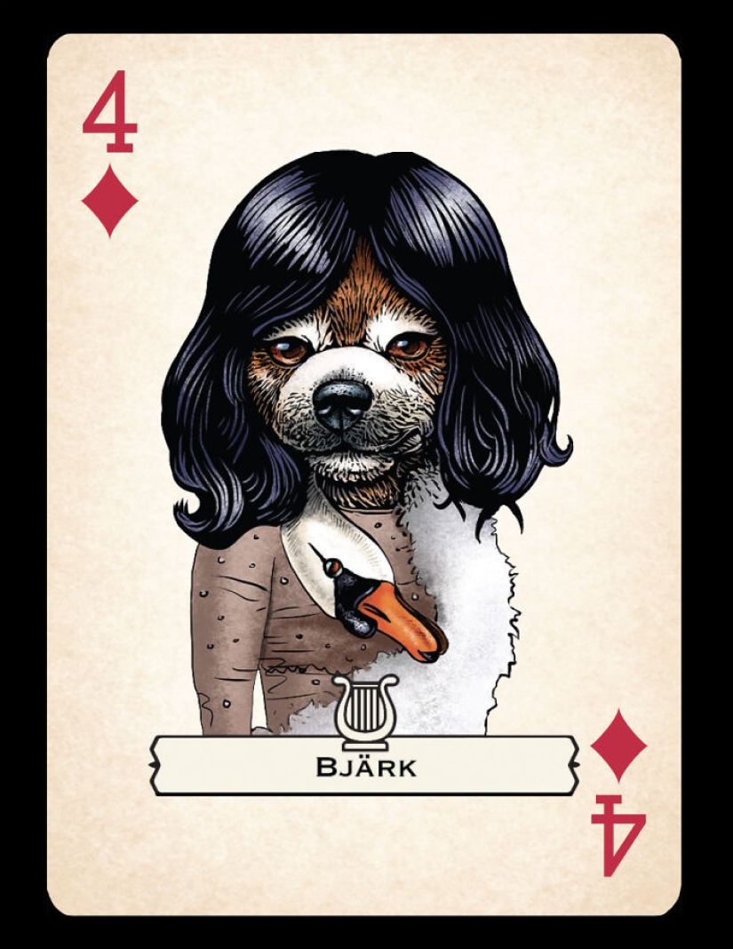 Artista ilustra barajas de cartas inspiradas en personajes famosos o que se hacen pasar por perros o gatos