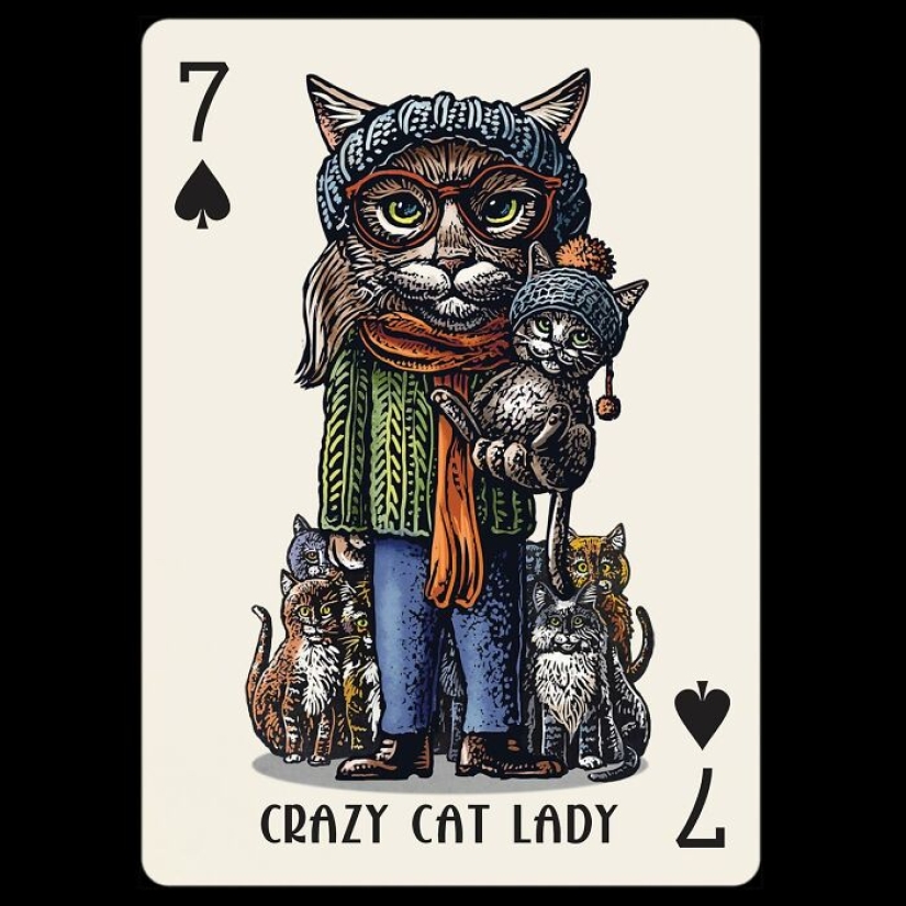 Artista ilustra barajas de cartas inspiradas en personajes famosos o que se hacen pasar por perros o gatos