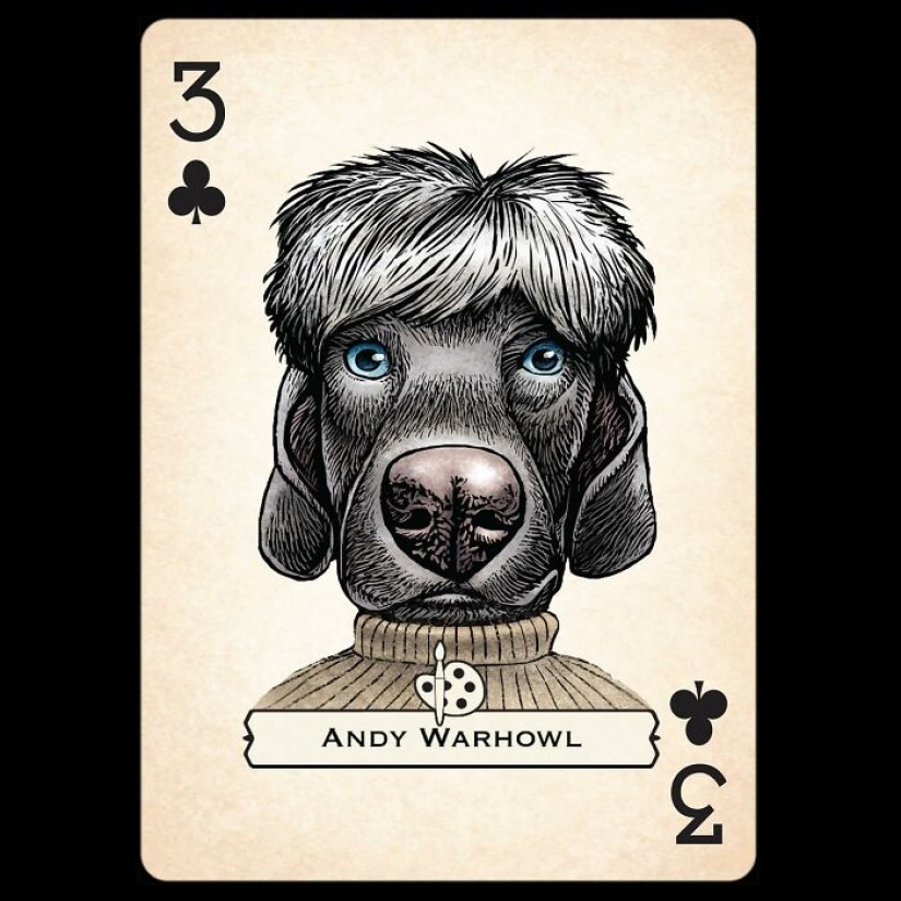 Artista ilustra barajas de cartas inspiradas en personajes famosos o que se hacen pasar por perros o gatos