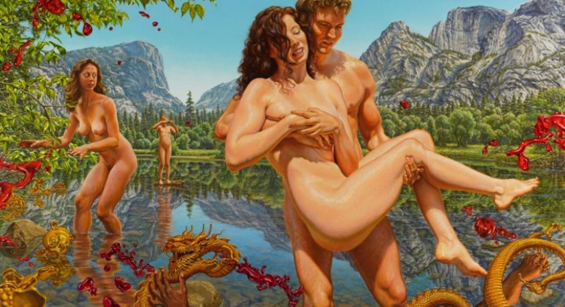 Artista Suzanne Martin y su gente desnuda de Eden Artista Suzanne Martin y su gente desnuda de Eden