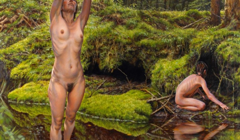 Artista Suzanne Martin y su gente desnuda de Eden Artista Suzanne Martin y su gente desnuda de Eden