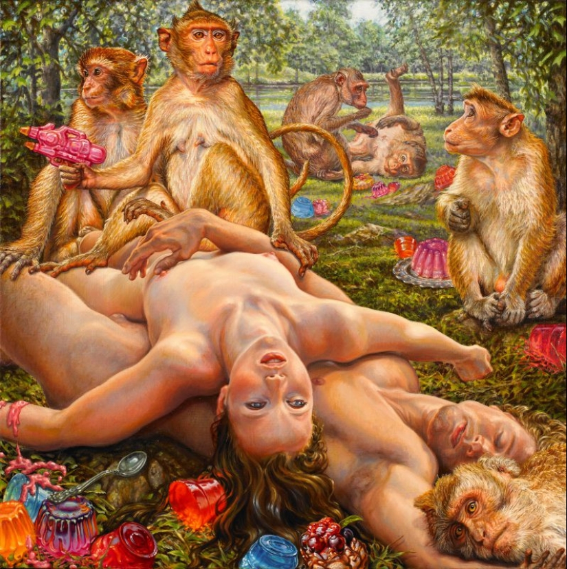 Artista Suzanne Martin y su gente desnuda de Eden Artista Suzanne Martin y su gente desnuda de Eden