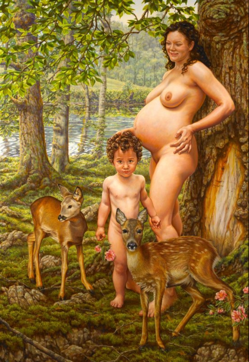 Artista Suzanne Martin y su gente desnuda de Eden Artista Suzanne Martin y su gente desnuda de Eden