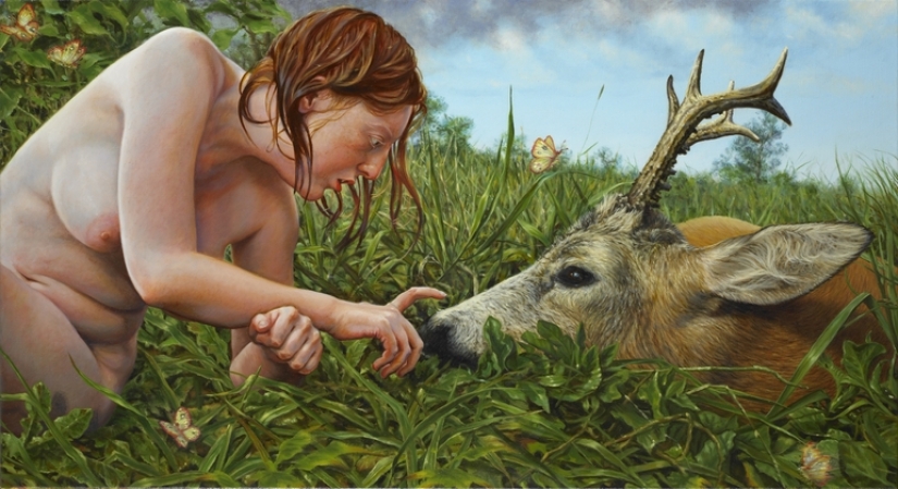 Artista Suzanne Martin y su gente desnuda de Eden Artista Suzanne Martin y su gente desnuda de Eden