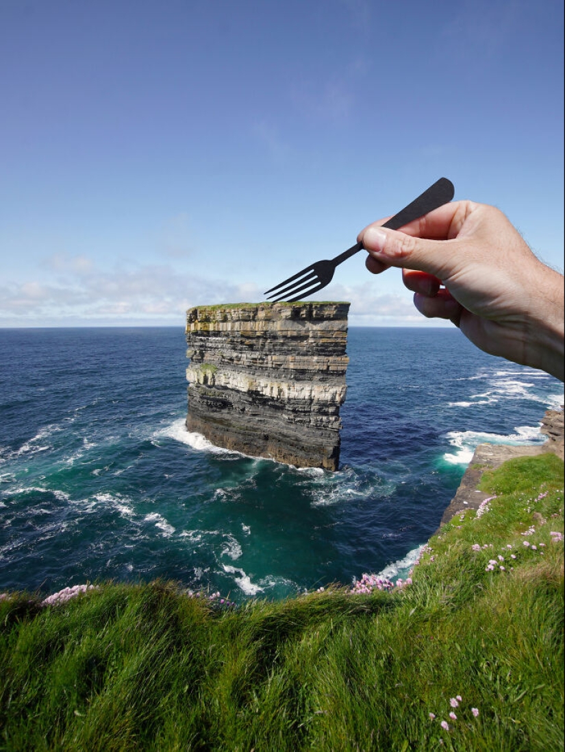 Artista transforma lugares emblemáticos con recortes de papel y crea una nueva historia