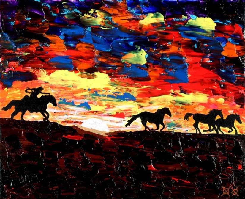 Blind artist creates colorful touch fabric. A delight!
