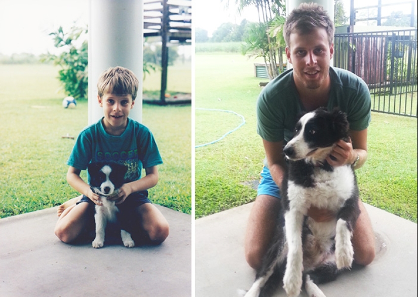 Crecidos juntos: Perros y sus dueños al comienzo de la amistad y después de muchos años