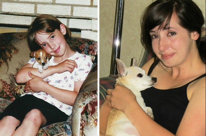 Crecidos juntos: Perros y sus dueños al comienzo de la amistad y después de muchos años