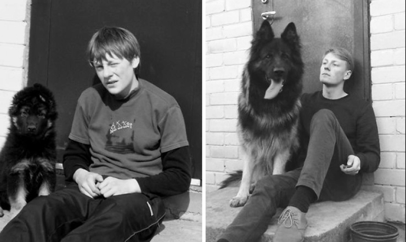 Crecidos juntos: Perros y sus dueños al comienzo de la amistad y después de muchos años