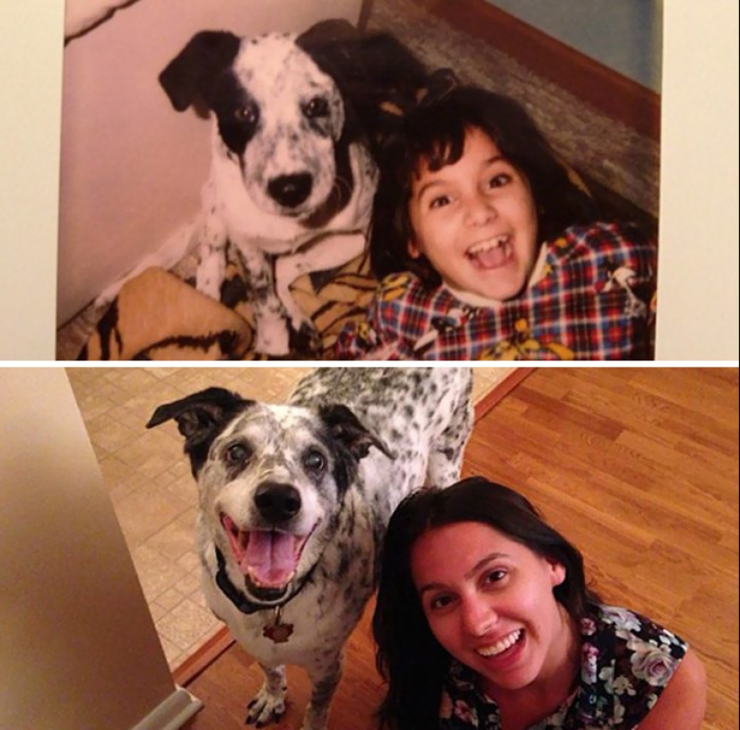 Crecidos juntos: Perros y sus dueños al comienzo de la amistad y después de muchos años