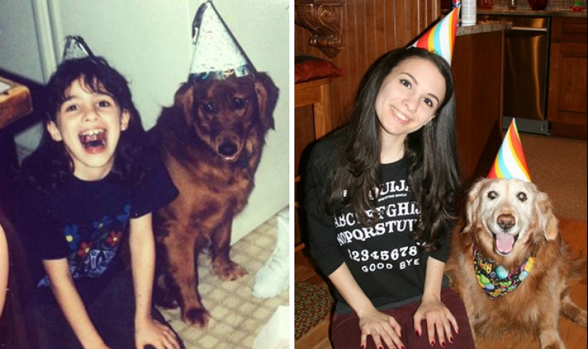 Crecidos juntos: Perros y sus dueños al comienzo de la amistad y después de muchos años
