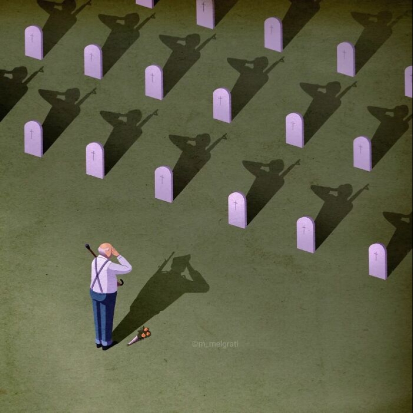 El artista crea ilustraciones sugerentes sobre realidades modernas.