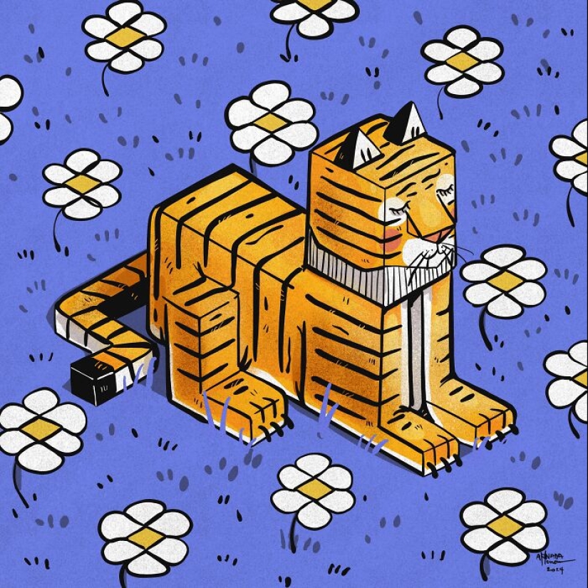 En mis dibujos, juego con la forma de animales, aquí hay 10 de ellos.