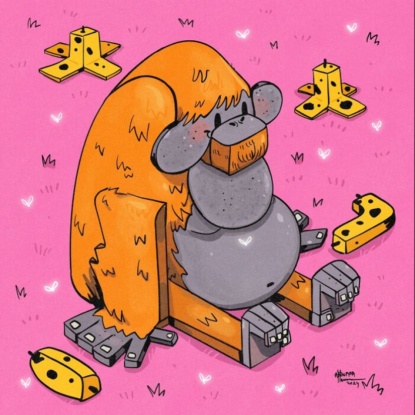 En mis dibujos, juego con la forma de animales, aquí hay 10 de ellos.