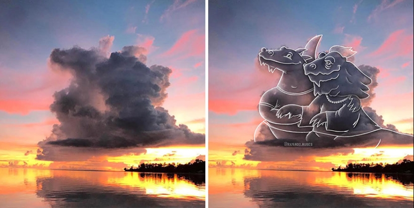 Este artista crea divertidas ilustraciones a partir de formas de nubes