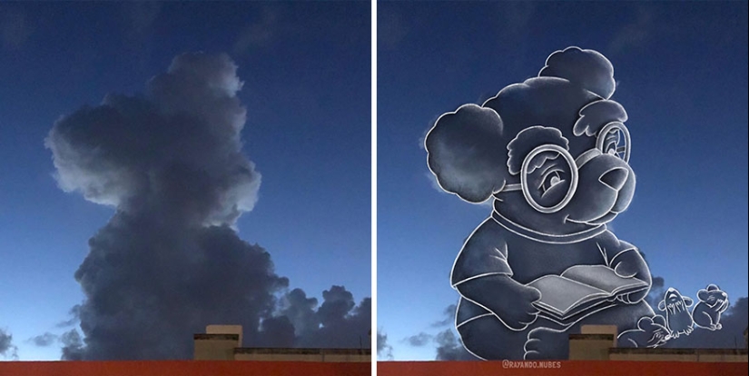Este artista crea divertidas ilustraciones a partir de formas de nubes