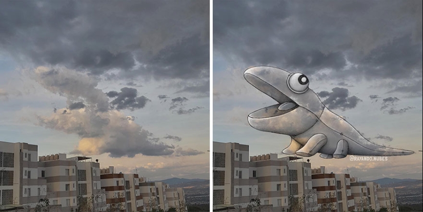 Este artista crea divertidas ilustraciones a partir de formas de nubes