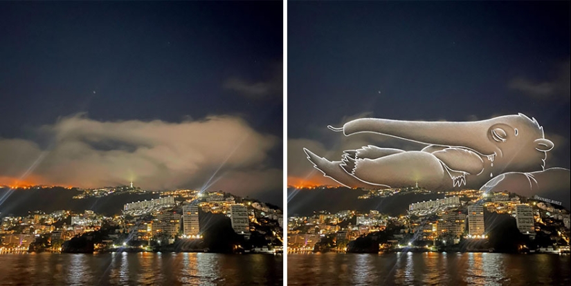 Este artista crea divertidas ilustraciones a partir de formas de nubes