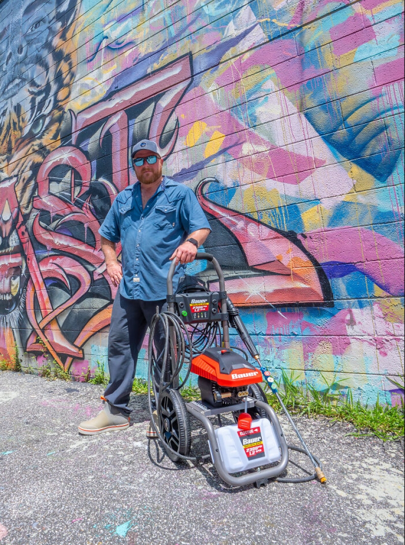 Este chico usó una lavadora a presión para crear arte en la calle, y aquí están sus 13 mejores obras